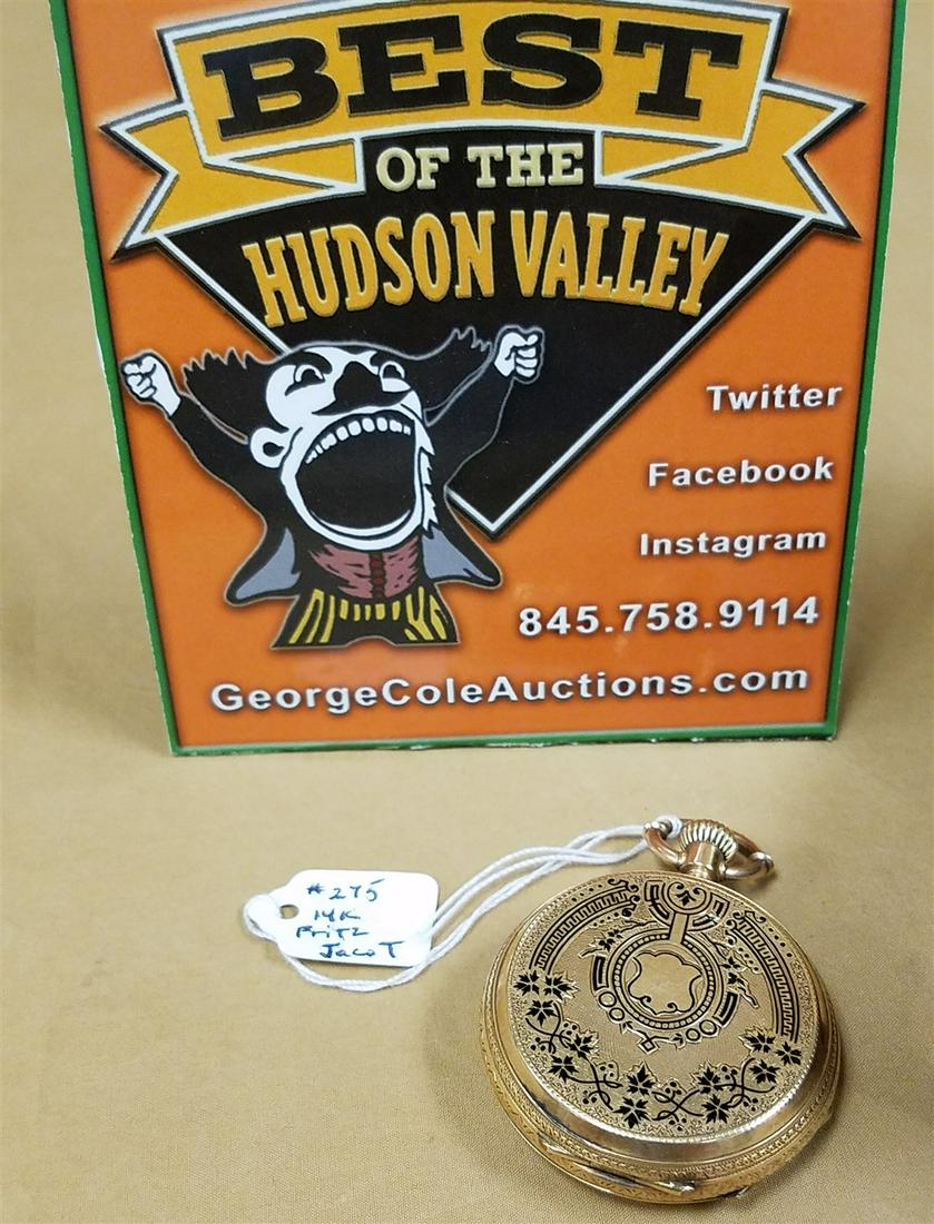 14K FRITZ JACOT COLORED FACED POCKET WATCH (1 of 10)