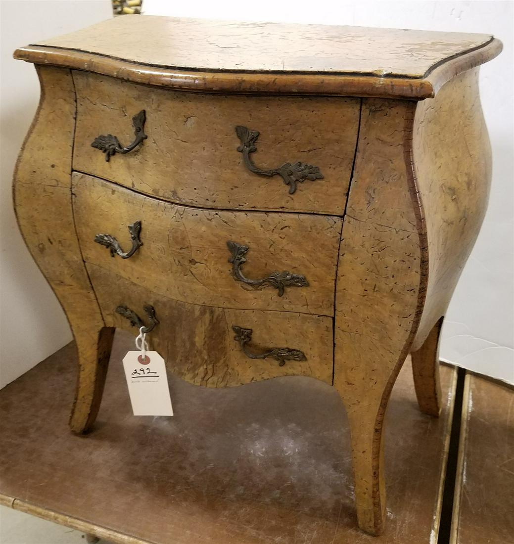 BURL WALNUT 3 DRAWER BOMBE CHEST 20"H X 18-1/4" W X 11"D (1 of 4)