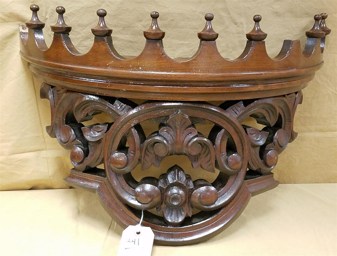 VICT BLACK WALNUT CARVED WALL SHELF 13-1/2"H X 20"W X 7-1/2"D CORDTS MANSION (1 of 3)