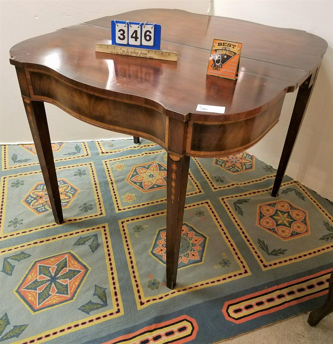 HEPPLEWHITE STYLE INLAID MAHOG CONSOLE/DINING TABLE 30-1/2"H X 20"W X 20-1/2"D CLOSED (1 of 6)