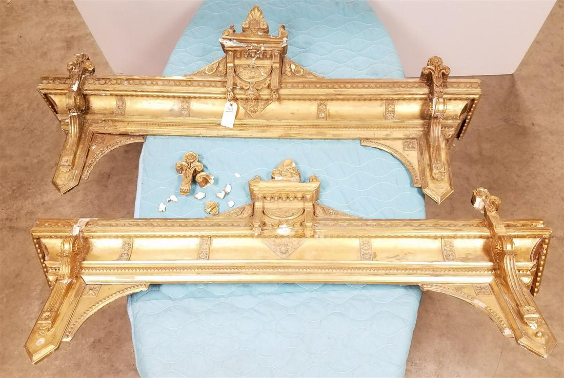 PR VICT GILT VALANCES 28"H X 66-1/2"W X 10"D CORDTS MANSION NEEDS RESTORATION (1 of 3)