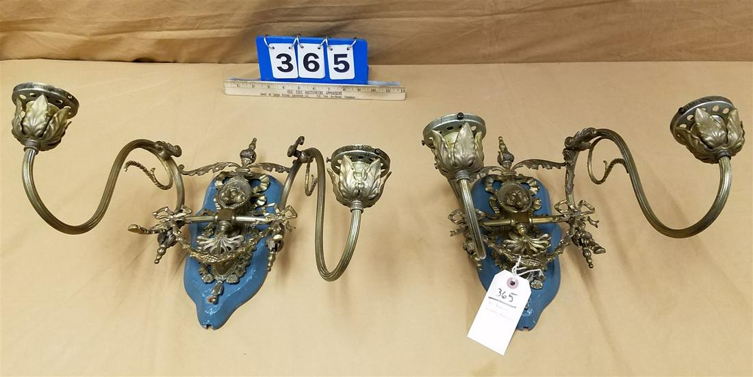 PR BRASS SCONCES MOUNTED ON BOARD 13"H X 13"W CORDTS MANSION (1 of 4)