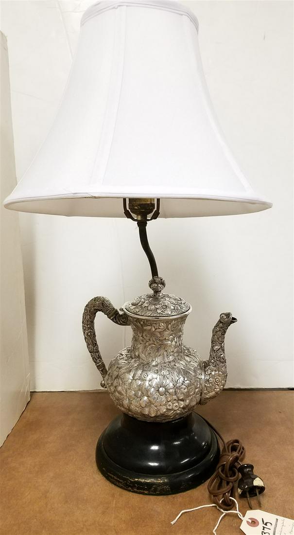 VICT SILVERPLATE TEA POT LAMP 24" CORDTS MANSION Sep 24, 2022