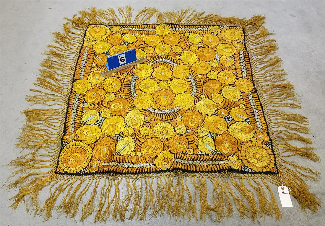 EMBROIDERED SHAWL 42" X43.5": EMBROIDERED SHAWL 42" X43.5"