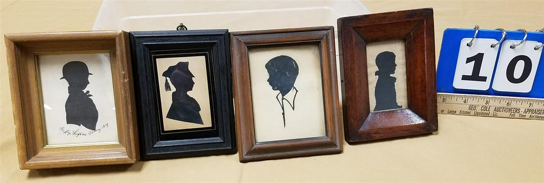 LOT 4 FRAMED SILHOUETTES 3-1/2" X 2-1/2", 4-1/4"X3" 4-1/2"X 3-1/2", 4-1/4"X3-1/4" GEOFFREY LEIGTESON (1 of 2)