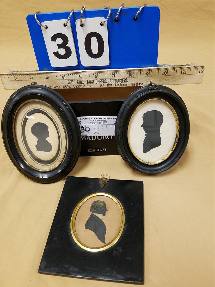 LOT 3 19TH C SILHOUETTE 3" X 2-1/2" DATED 1840, 2-1/2"X2", 4"X 2-3/4" WM BEDFORD KESTNER 1816 (1 of 6)