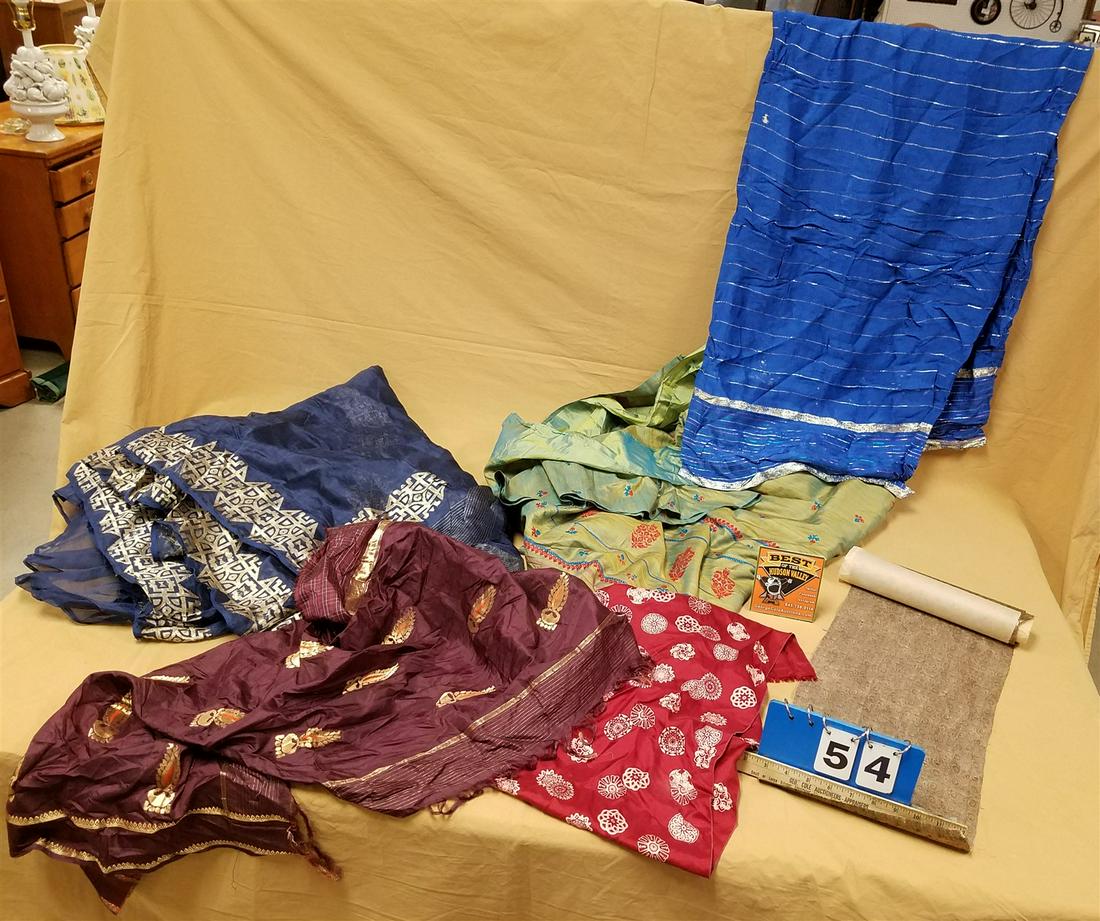 TUB SILK SAREES 17'X 45", SCARVES AND ROLL 9-1/2" X 37" (1 of 3)