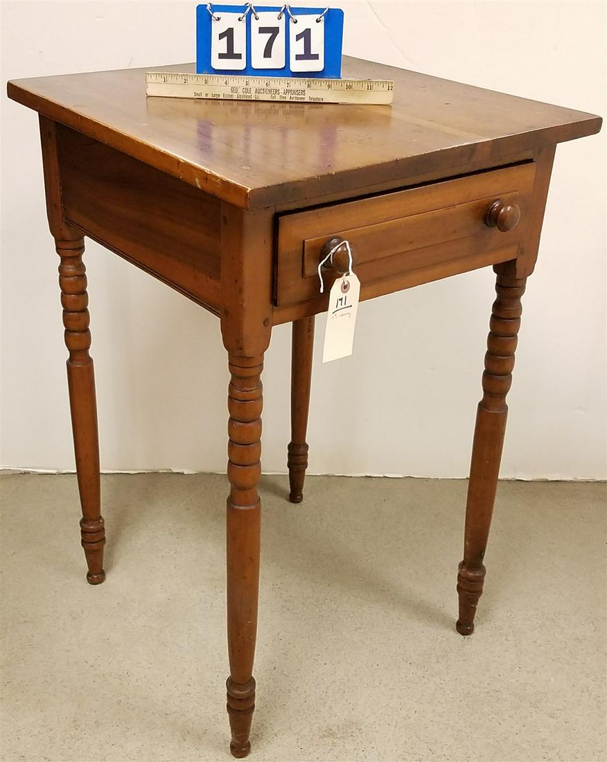 19TH C CHERRY 1 DRAWER STAND 31 1/2"H X 20 3/4"W X 21"D (1 of 2)