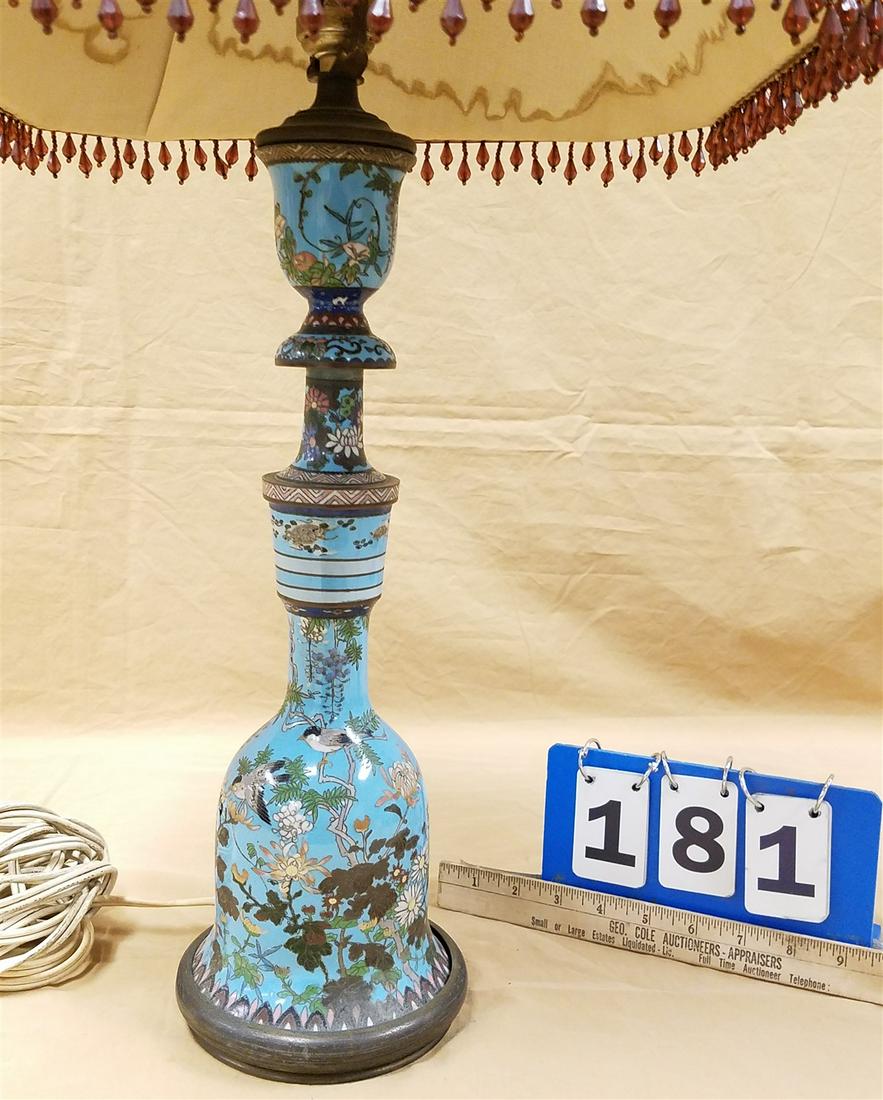 19TH C CLOISSONE VASE LAMP 27" (1 of 4)