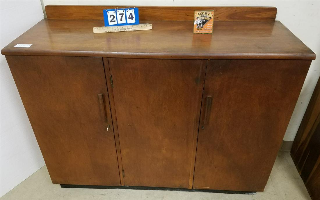 DECO WALNUT 3 DOOR SIDEBOARD 42 1/2"H 54 1/2"W X 20"D: DECO WALNUT 3 DOOR SIDEBOARD 42 1/2"H 54 1/2"W X 20"D