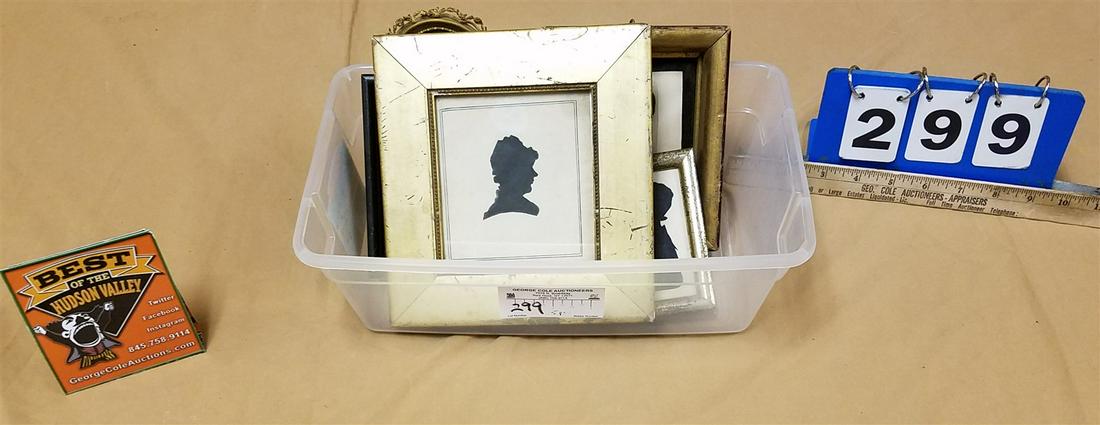 LOT 5 SILHOUETTES 4 3/4" X 4 1/4" SGND.E. FATHERGILL 1806, 3 3/4" X 3", 3 3/4" X 2 1/4", 4" X 3" & (1 of 7)