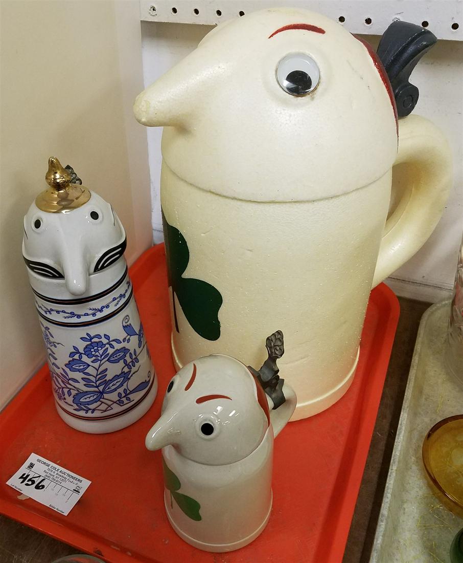 TRAY SCHULTZ AND DOOLEY STEINS AND STYROFOAM ICE BUCKET (1 of 2)