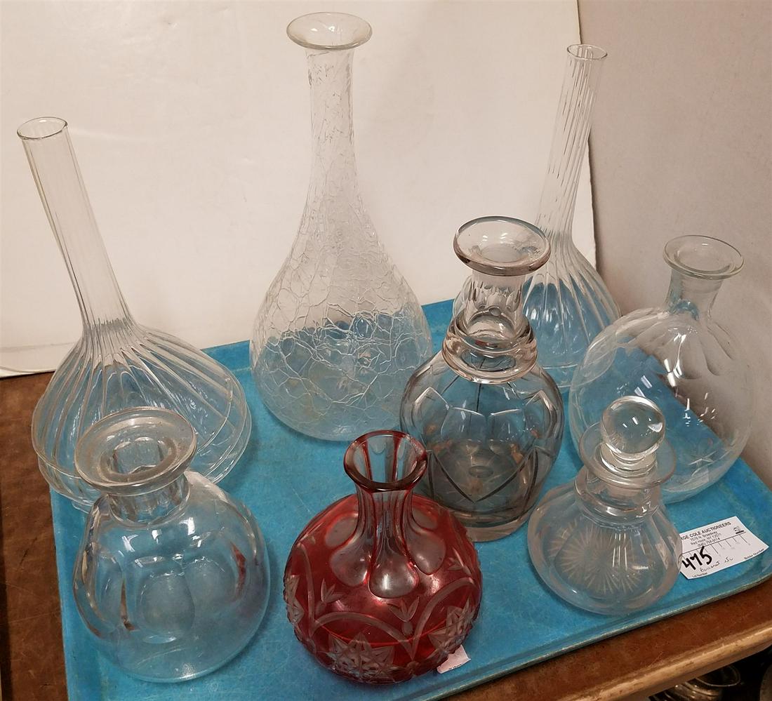 TRAY CUT DECANTERS BACCARAT ETC AND HAND BLOWN (1 of 2)