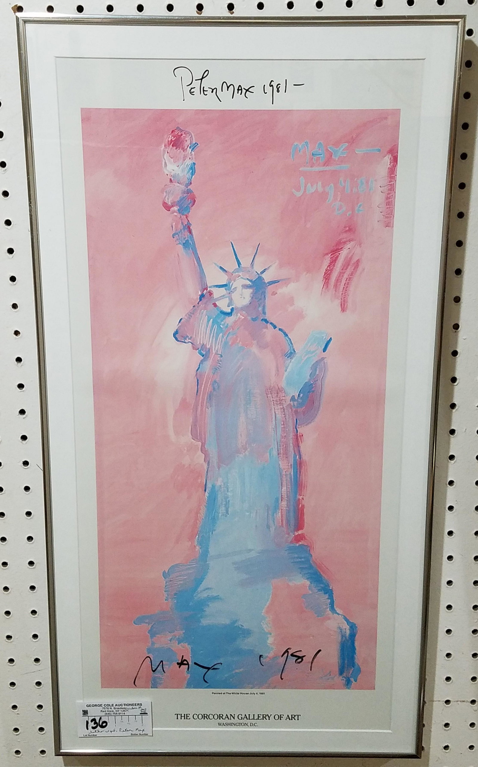 PETER MAX LADY LIBERTY LITHO CORCORAN GALLERY OF ART POSTER SGND. & DATED BY PETER MAX 1981 24 1/2" (1 of 3)