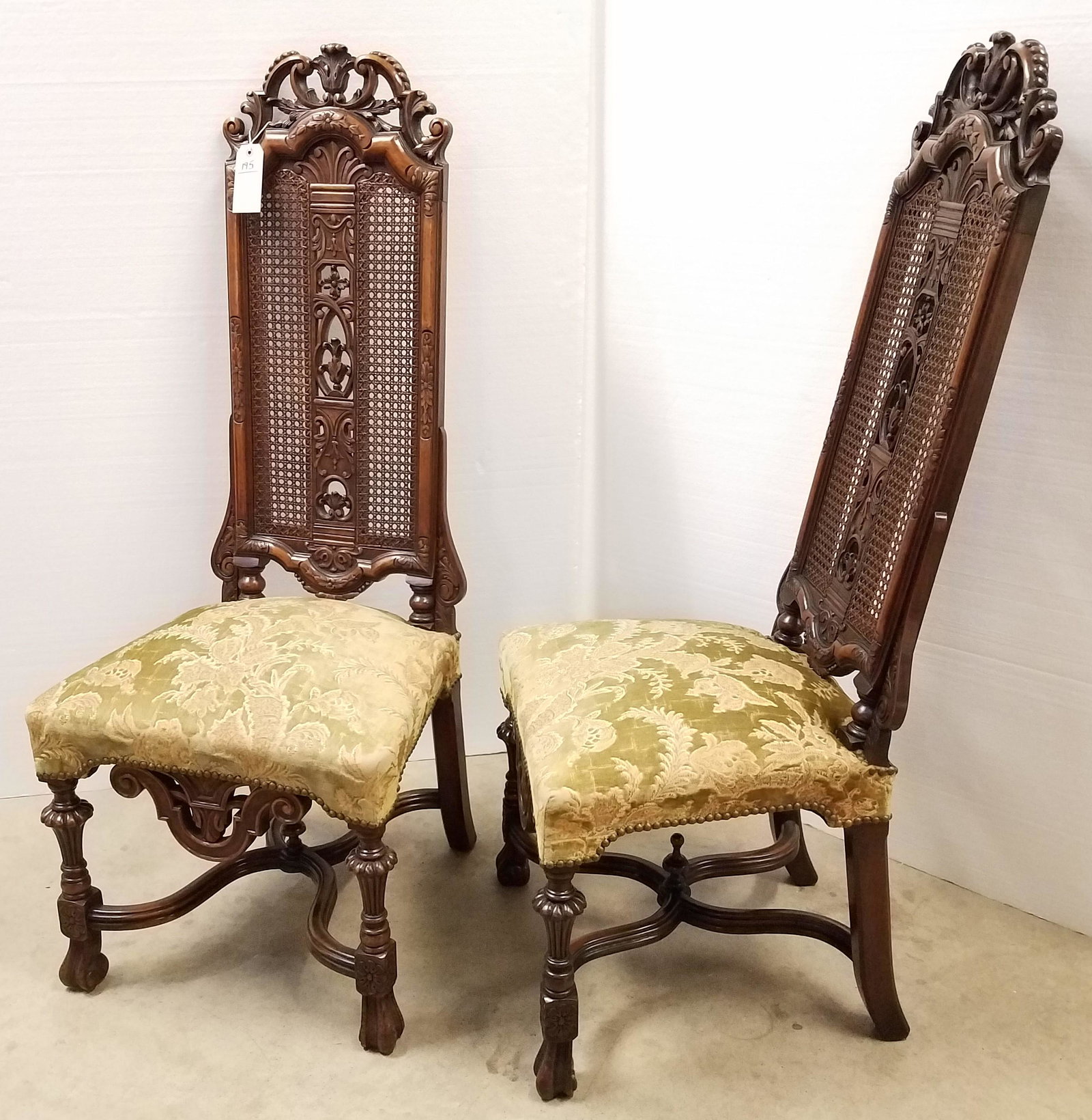 PR C1890 FLEMISH CARVED WALNUT SIDE CHAIRS (1 of 7)