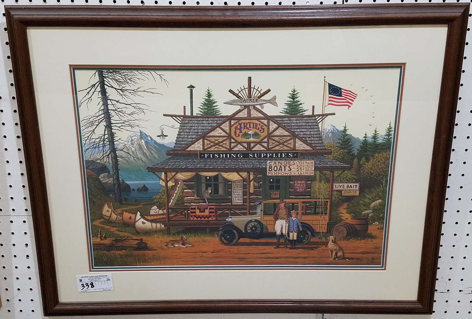 FRAMED LITHO "FISHING SUPPLIES" PENCIL SGND CHARLES WYSOCKI 2397/2756 16" X 23 1/2" (1 of 2)