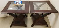 PR MAHOG GLASS TOP END STANDS 23"H X 2' SQ