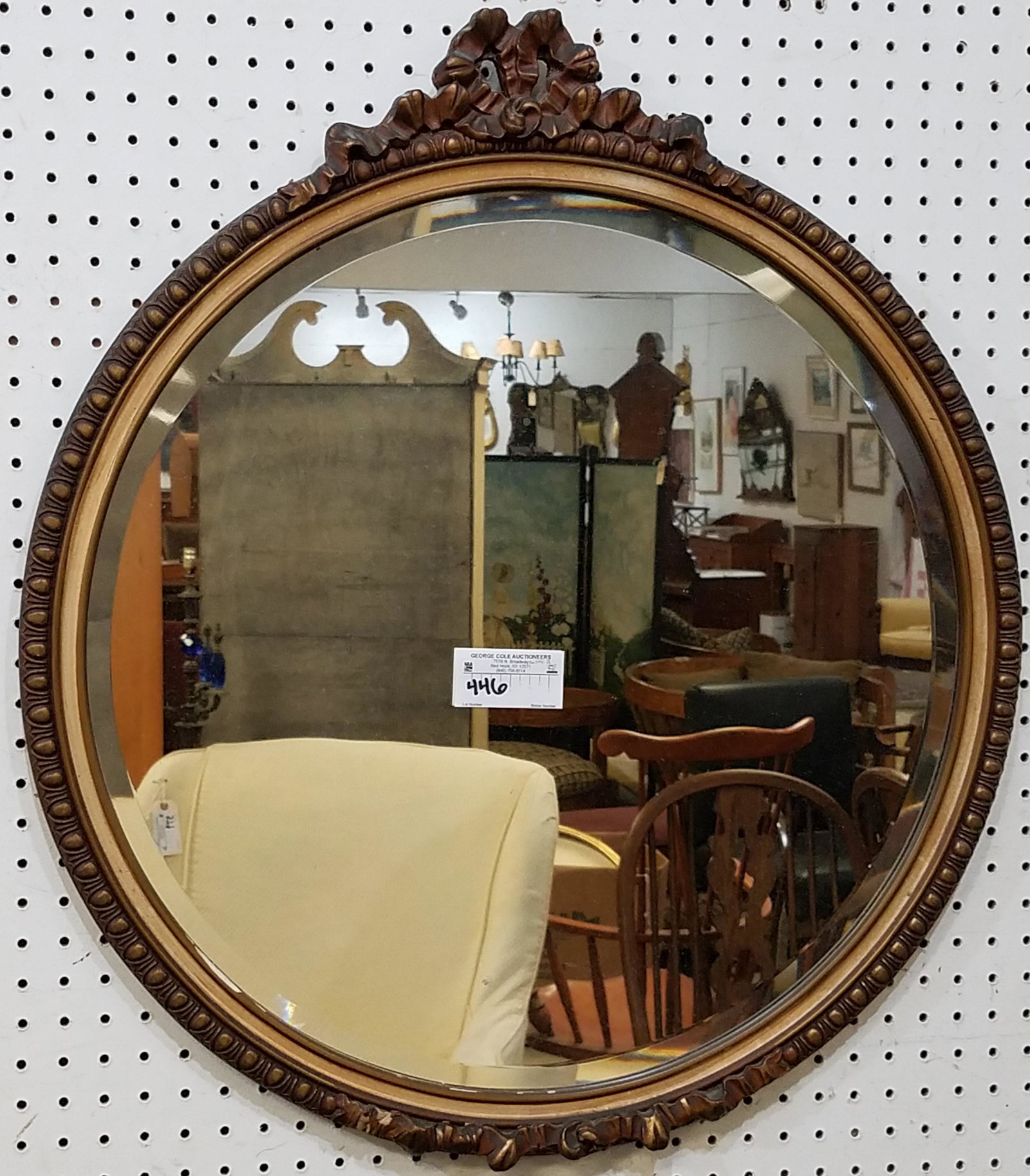 GILT FRAMED BEVELLED MIRROR 29 1/2" DIAM (1 of 2)