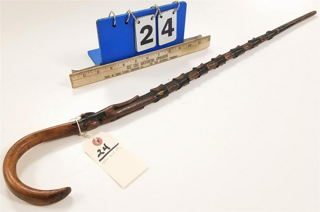 19TH C FOLK ART CARVED CANE (1 of 5)