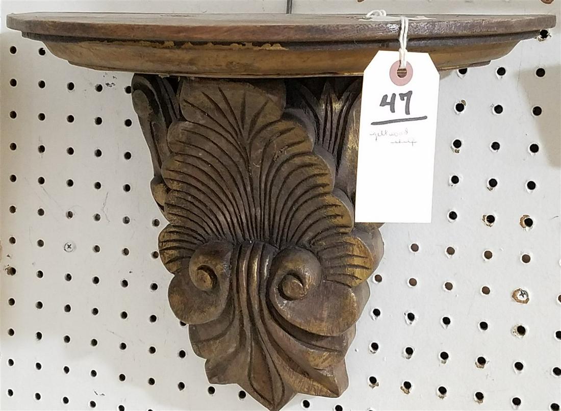 GILTWOOD CARVED WALL SHELF 11 1/2"H X 15"W X 7 1/2"D: GILTWOOD CARVED WALL SHELF 11 1/2"H X 15"W X 7 1/2"D