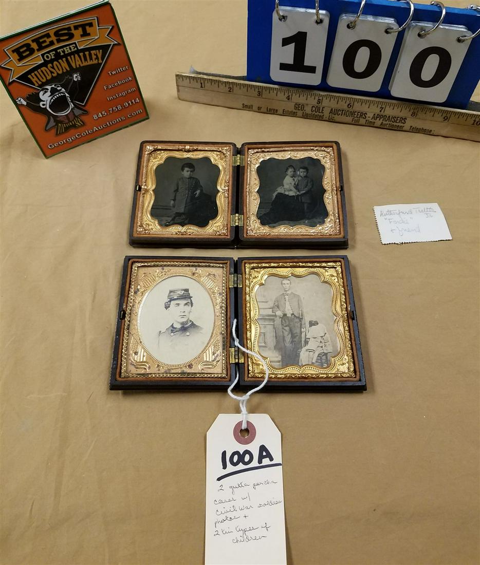 LOT 2 GUTTA PERCHA CASES UNION CIVIL WAR SOLDIER PHOTOS & TIN TYPES CHILDREN DRESSED AS SOLDIERS (1 of 19)