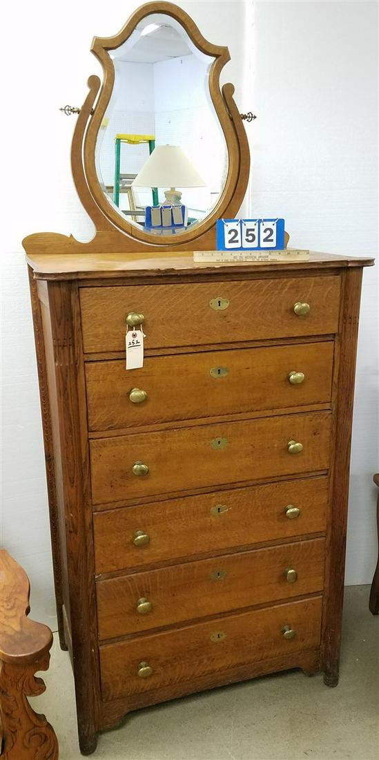RJ HORNER CO OAK 6 DRAWER DRESSER 79 3/4"H X 35"W X 21"D LABEL ON BACK (1 of 8)