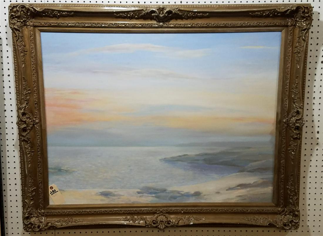 FRAMED O/C SEASCAPE SGND. QUINN 30" X 40": FRAMED O/C SEASCAPE SGND. QUINN 30" X 40"