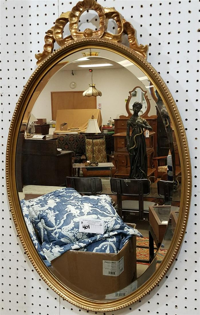 GILT FRAMED BEVELLED MIRROR 54 1/2" X 29 1/2" (1 of 2)