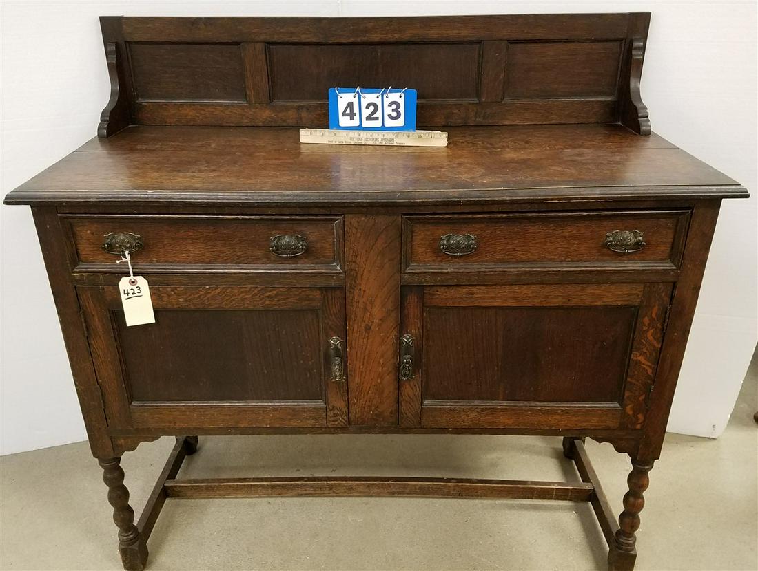 VINTAGE OAK SERVER 46"H X 4'W X 20"D (1 of 4)