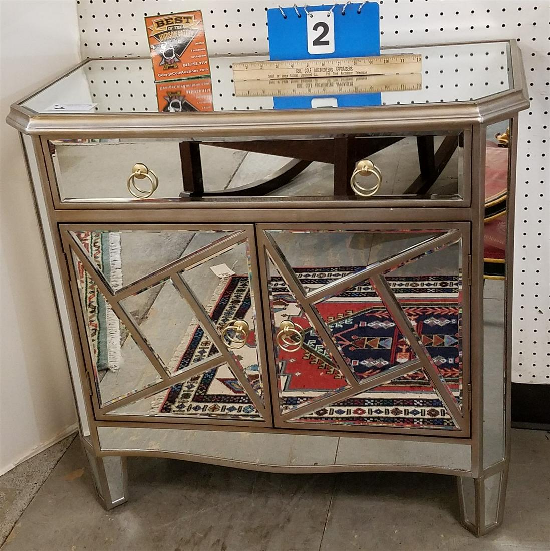 MIRRORED 1 DRAWER OVER 2 DOOR CABINET 31"H X 31"W X 15-1/2": MIRRORED 1 DRAWER OVER 2 DOOR CABINET 31"H X 31"W X 15-1/2"