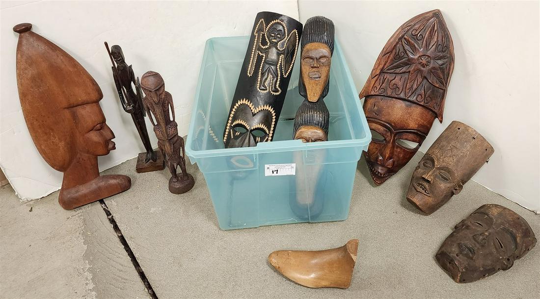 TUB CARVED AFRICAN MASKS AND FIGURES (1 of 4)