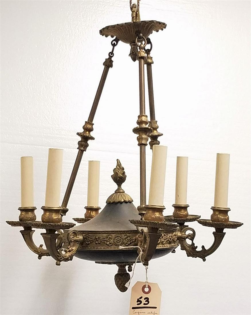 EMPIRE STYLE 6 ARM CHANDELIER 20"H X 16"DIAM (1 of 3)
