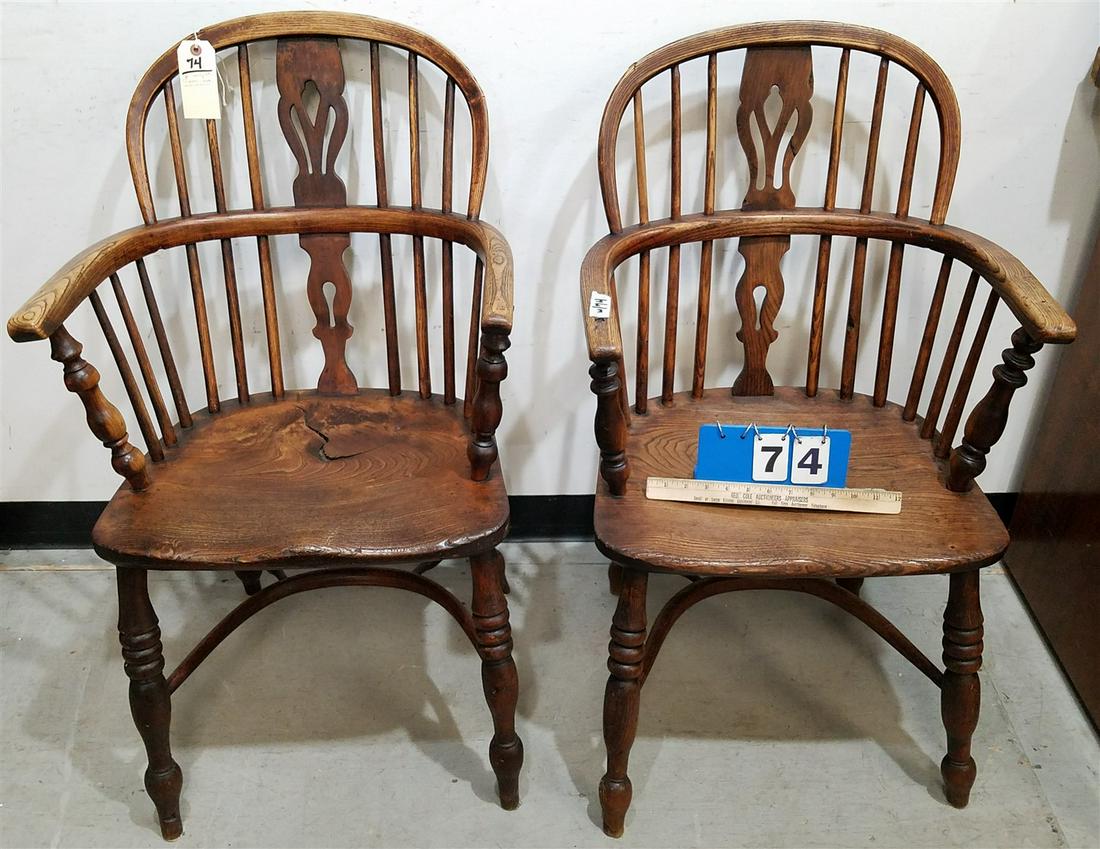 PR EARLY 19TH C ENGLISH OAK WINDSOR CHAIRS (1 of 2)
