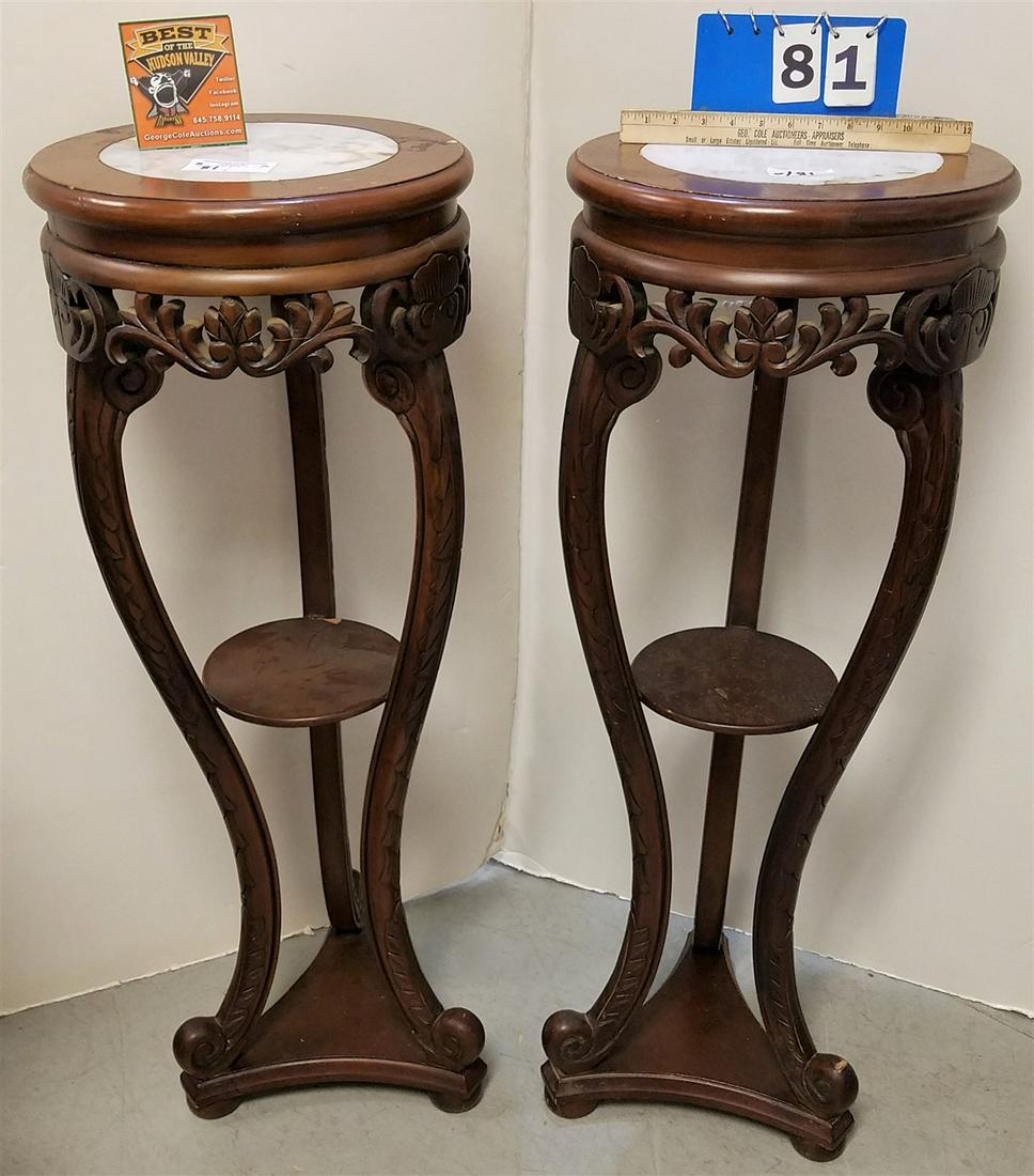 PR CHERRY MARBLE TOP FERN STANDS 42-1/2"H 15-1/2" DIAM (1 of 2)