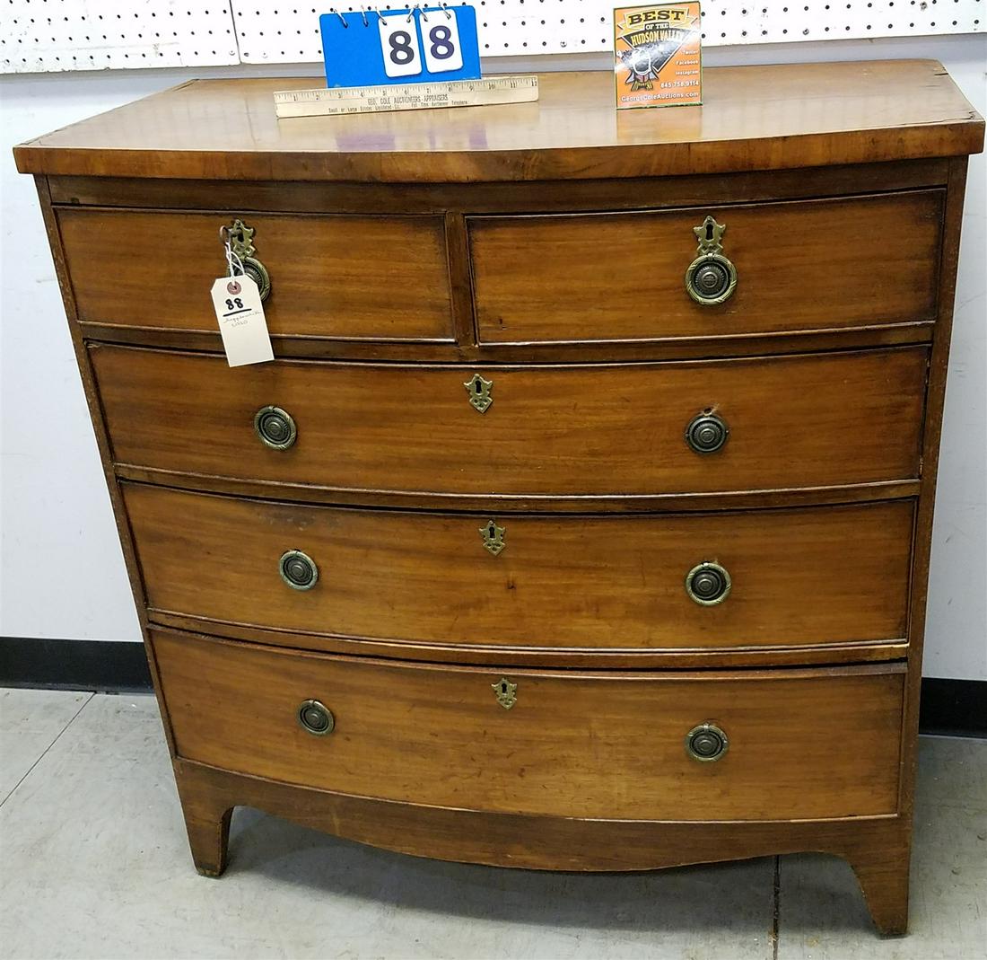 HEPPLEWHITE C1820 MAHOG 5 DRAWER BOW FRONT CHEST 41"H X 39-1/2"W 20"D (1 of 4)