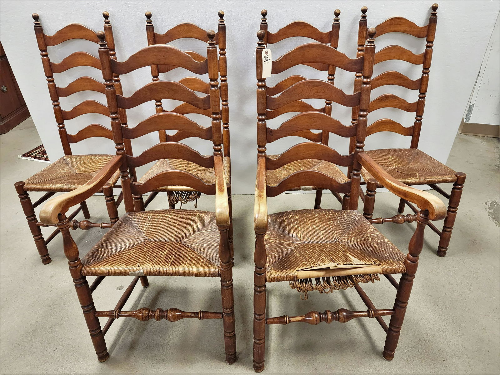 SET 6 LADDER BACK RUSH SEATS CHAIRS (1 of 3)