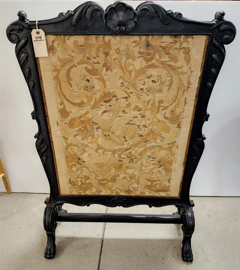 VICT EBONIZED FRAME FIRE SCREEN 4'H X 33"W (1 of 6)