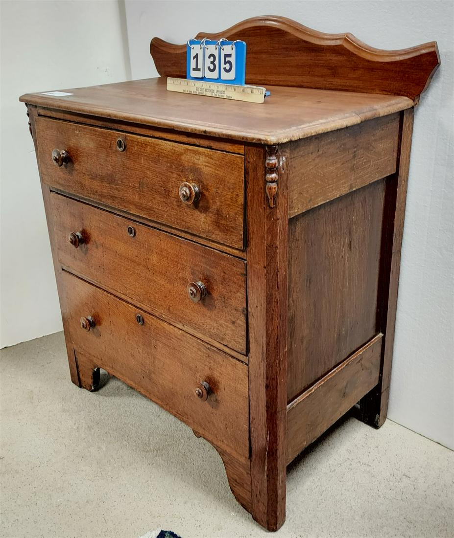 19TH C WALNUT 3 DRAWER CHEST 36"H X 29"W X 17"D (1 of 2)