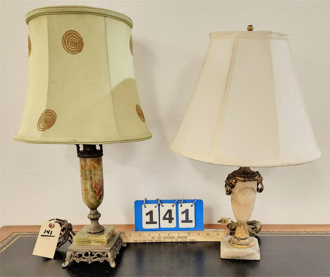 LOT 2 TABLE LAMPS ALABASTER 21-1/2"H MARBLE 21" (1 of 2)