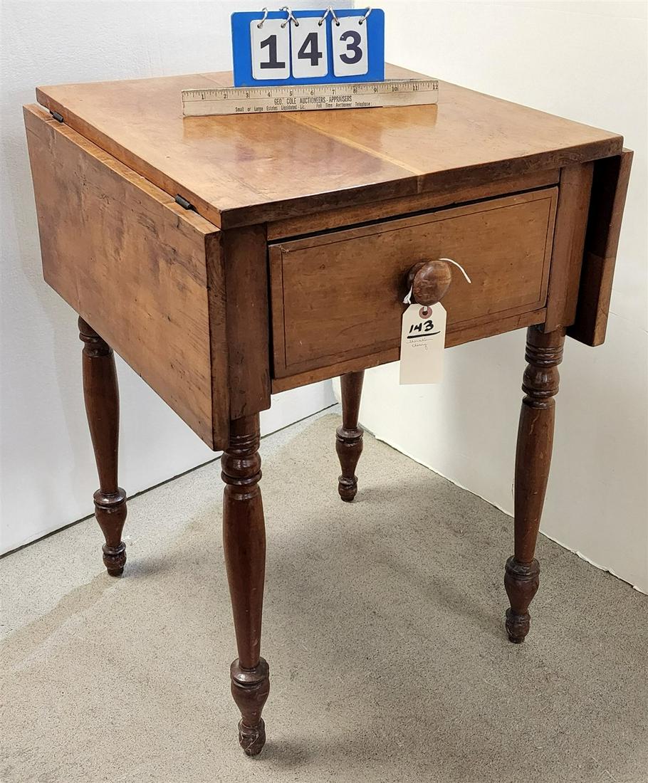 SHERATON CHERRY DROP LEAF 1 DRAWER STAND 28 "H X 20 1/2"W X 20"D (1 of 4)