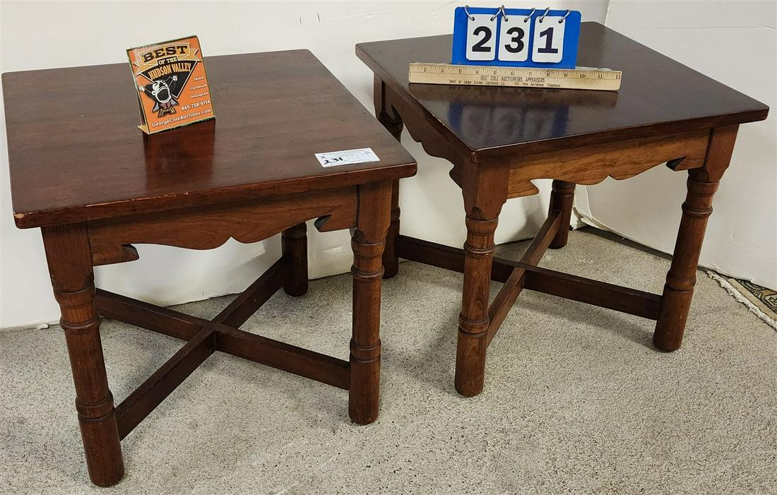 PR LEAPOLD STICKLEY CHERRY STANDS 17"H X 18"SQ (1 of 2)