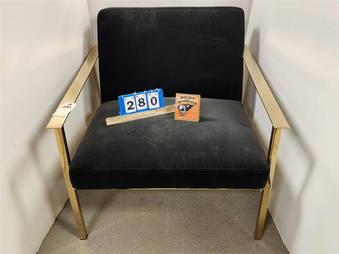 MODERN BRASS FRAME ARMCHAIR: MODERN BRASS FRAME ARMCHAIR