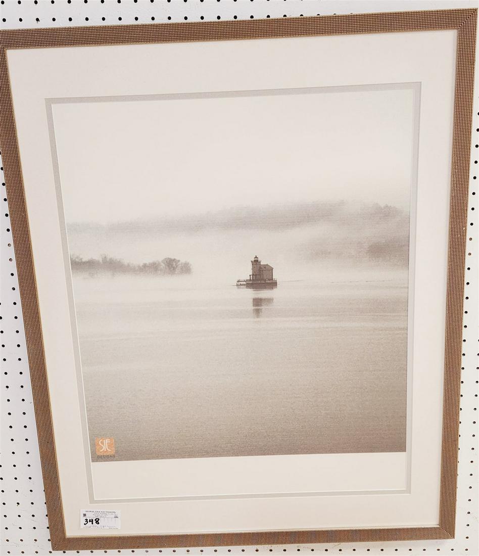 FRAMED PRINT SAUGERTIES N.Y. LIGHT HOSUE ON THE HUDSON BY SIF DESIGNS 27-1/2" X 21-1/2" W/FRAMED 36" (1 of 2)