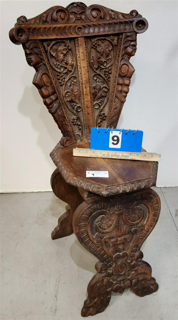 19TH C CARVED WALNUT CHAIR 39-3/4"H X 19"W X 20"D (1 of 10)
