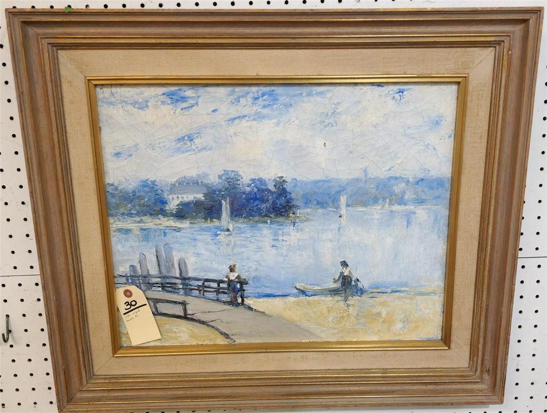 FRAMED O/C LAKE SCENE SGND 16" X 20" W /FRAME 23-1/2" X 27-1/2" (1 of 4)