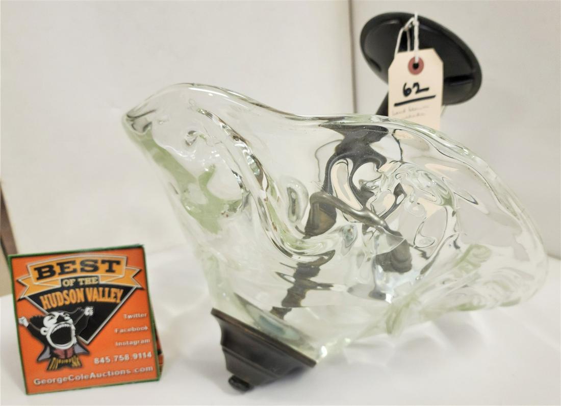 HAND BLOWN GLASS SHADE CEILING FIXTURE 12" X 13-1/2" DAIM (1 of 3)