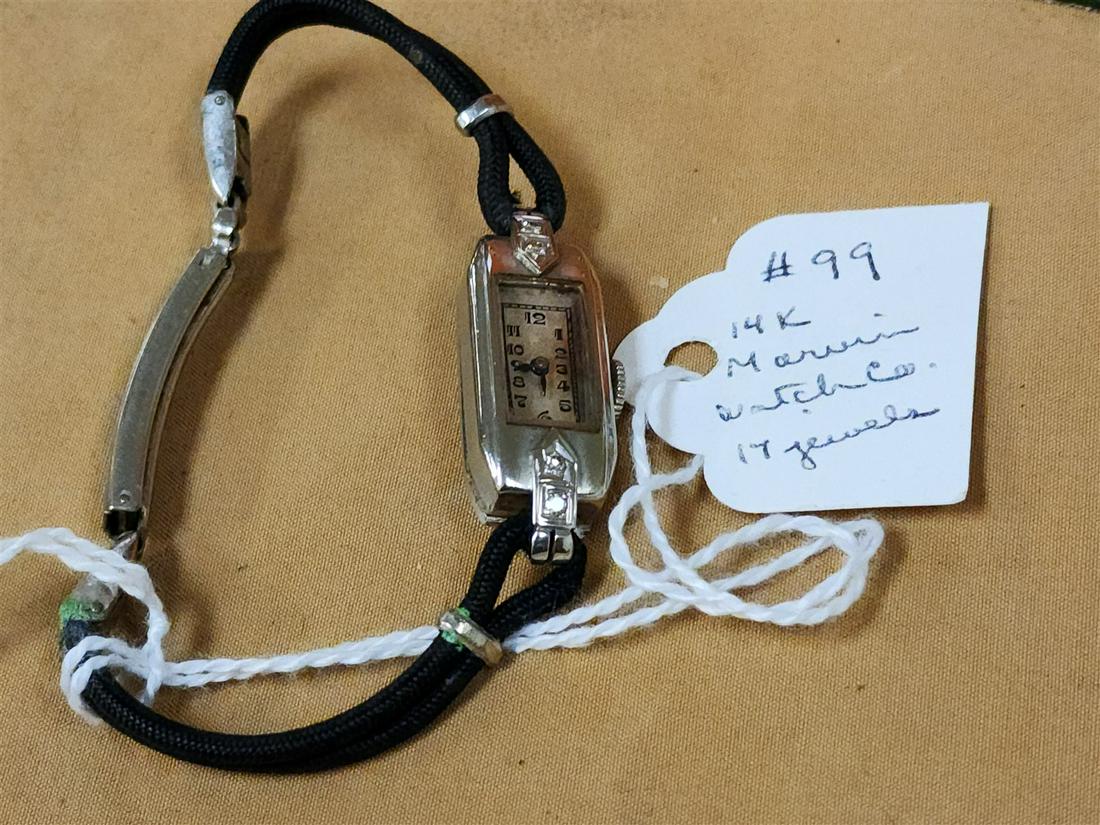 14K MARVIN WATCH CO 17' JEWEL WRIST WATCH WORKING W/ DIAM: 14K MARVIN WATCH CO 17' JEWEL WRIST WATCH WORKING W/ DIAM