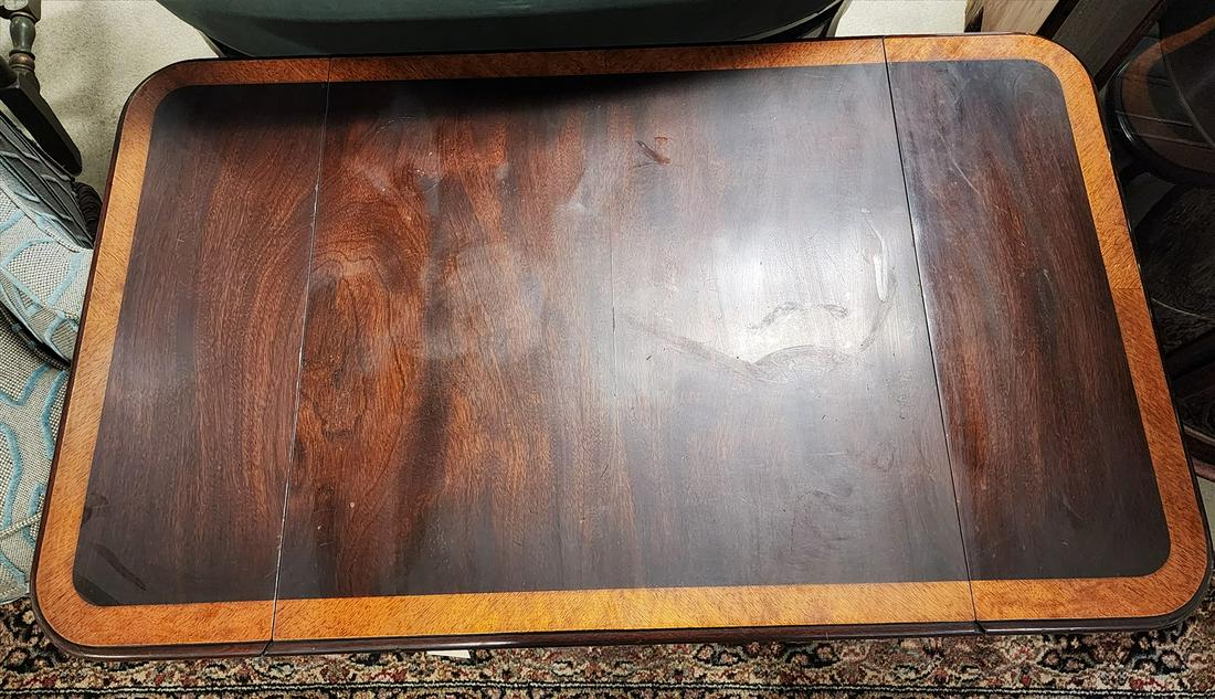 MAHOG. 1 DRAWER DROP LEAF PED BASE TABLE 28"H X 27"SQ (1 of 6)