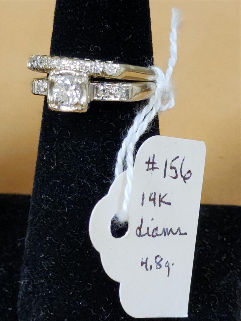 14K DIAM. RING & BAND W/DIAMS. 4.8g SIZE 7: 14K DIAM. RING & BAND W/DIAMS. 4.8g SIZE 7