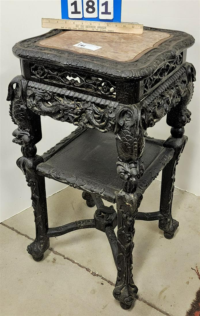 19THc CHINESE MARBLE TOP STAND 32"H X 16 1/2"SQ (1 of 6)